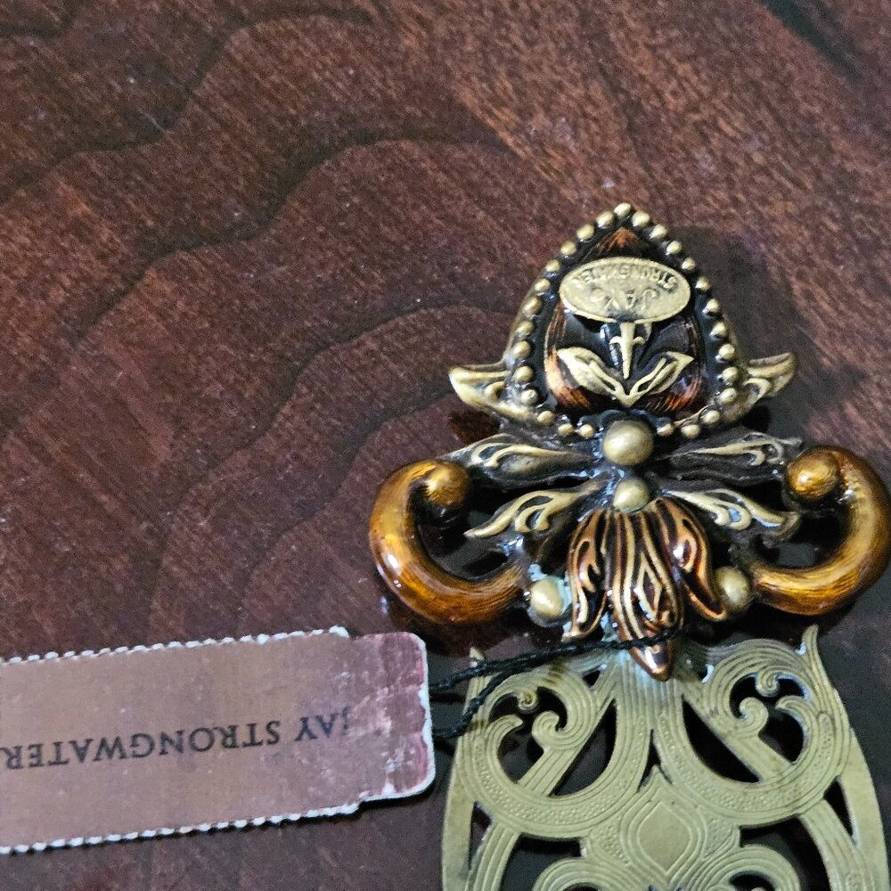 RARE LUXURY JAY STRONGWATER TOPAZ FLEUR DE LIS BOOKMARK DESK ENAMEL CRYSTAL - Picture 8 of 12